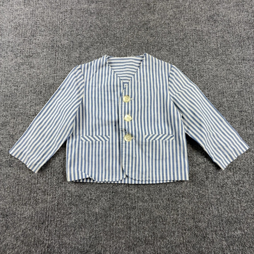 Janie And Jack Blazer Boys 18-24 Months Blue Stripe Cotton Button Front Formal